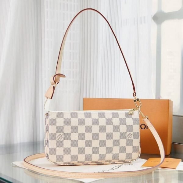 Damier Pochette Wit 23,5 cm - Afbeelding 3