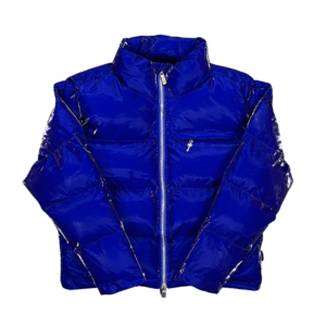 Pufferjack in glanzend blauw