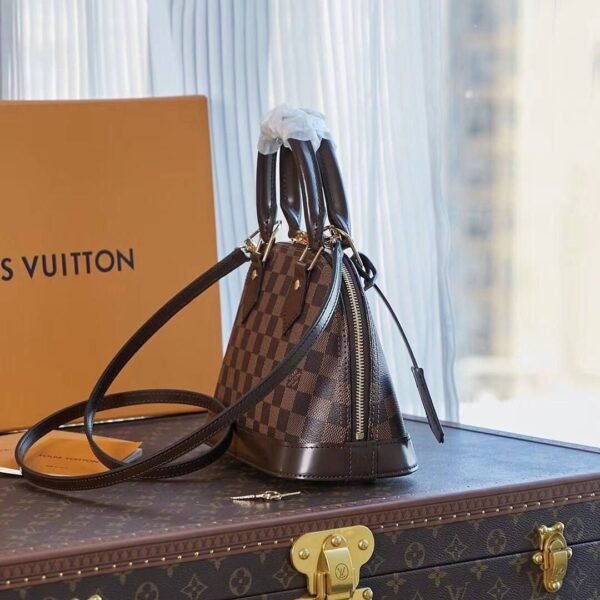 Alma BB Damier Ebene Bruin 25 cm - Afbeelding 4