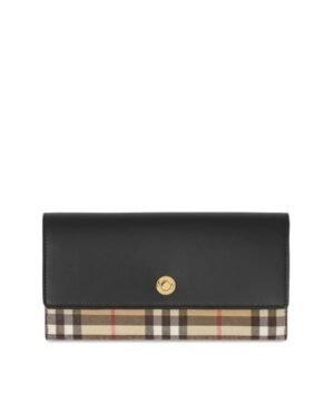Leren portemonnee met vintage ruit