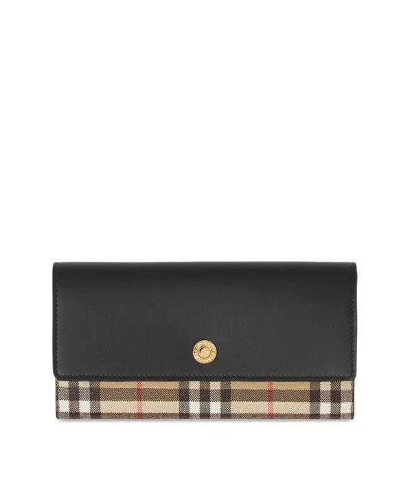 Leren portemonnee met vintage ruit