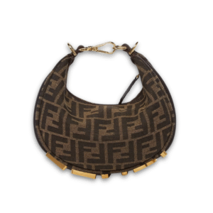 Bruine FF jacquard stoffen mini tas