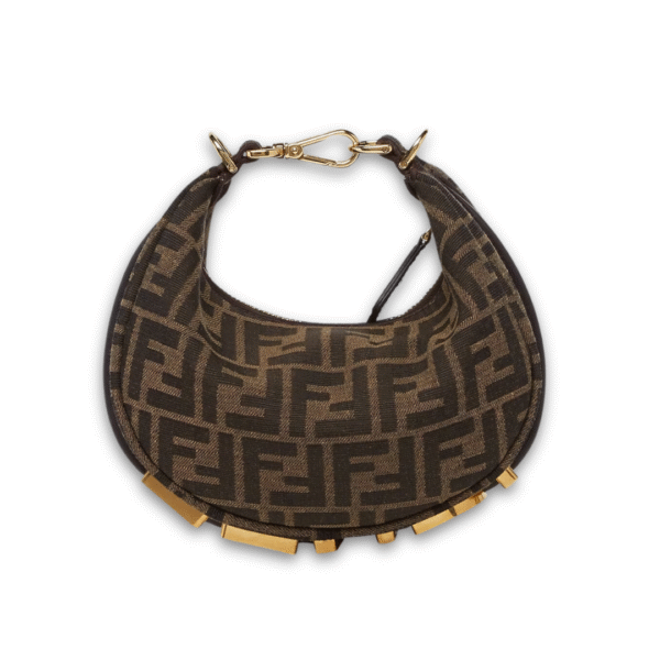 Bruine FF jacquard stoffen mini tas