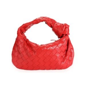 Intrecciato Leer Mini Jodie Rood 26 cm