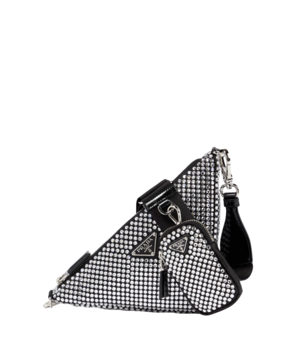 Saffiano Driehoek met kristallen zwart 25 cm