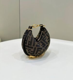 Alternative view of Bruine FF jacquard stoffen mini tas