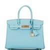 Bleu Atoll Birkin 30cm in Epsom leer met gouden hardware