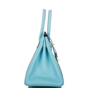 Alternative view of Bleu Atoll Birkin 30cm in Epsom leer met gouden hardware