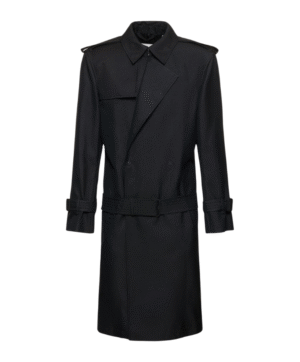 Dubbele rij knopen trenchcoat zwart